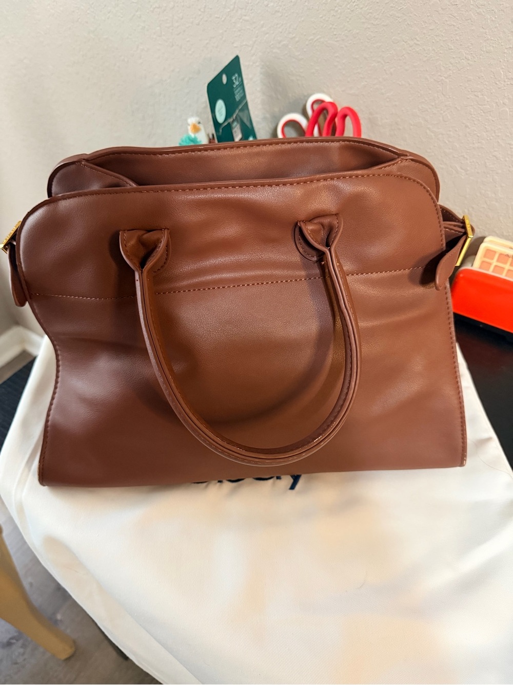 The Row Margaux Style Brown Leather Top Handle Tote | Quiet Luxury Chic